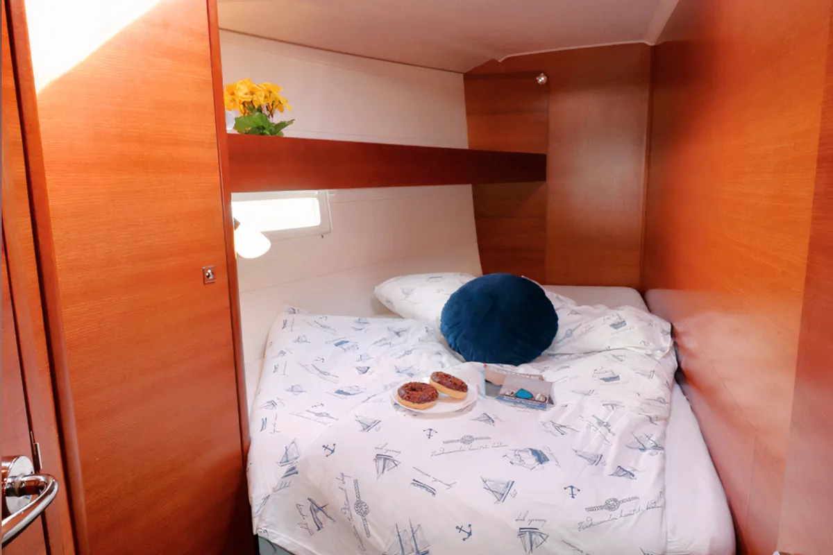 Cabin on Alila III, a Dufour 460 GL sailboat at Grad Kaštela, Croatia
