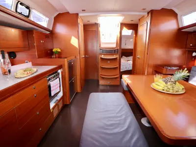 Galley of Alila III, a Dufour 460 GL sailboat at Grad Kaštela, Croatia