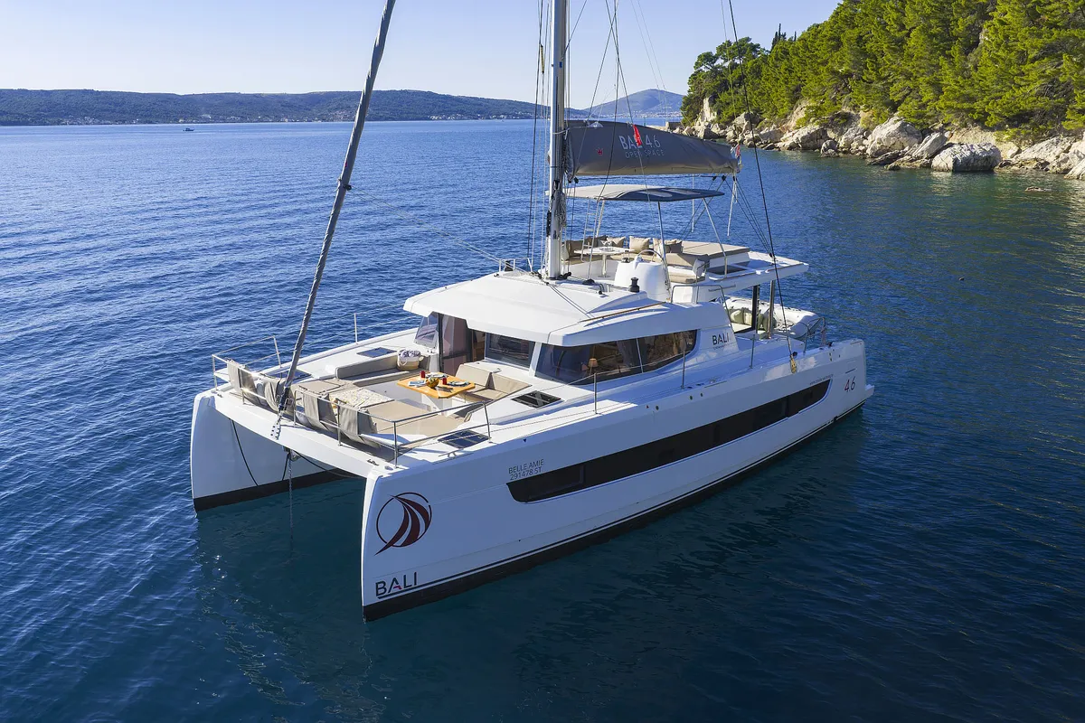 Exterior view of Belle Amie, a Bali 4.6 catamaran at Općina Sukošan, Croatia