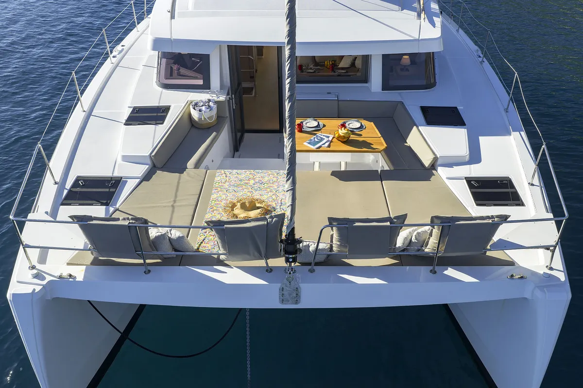 Deck of Belle Amie, a Bali 4.6 catamaran at Općina Sukošan, Croatia