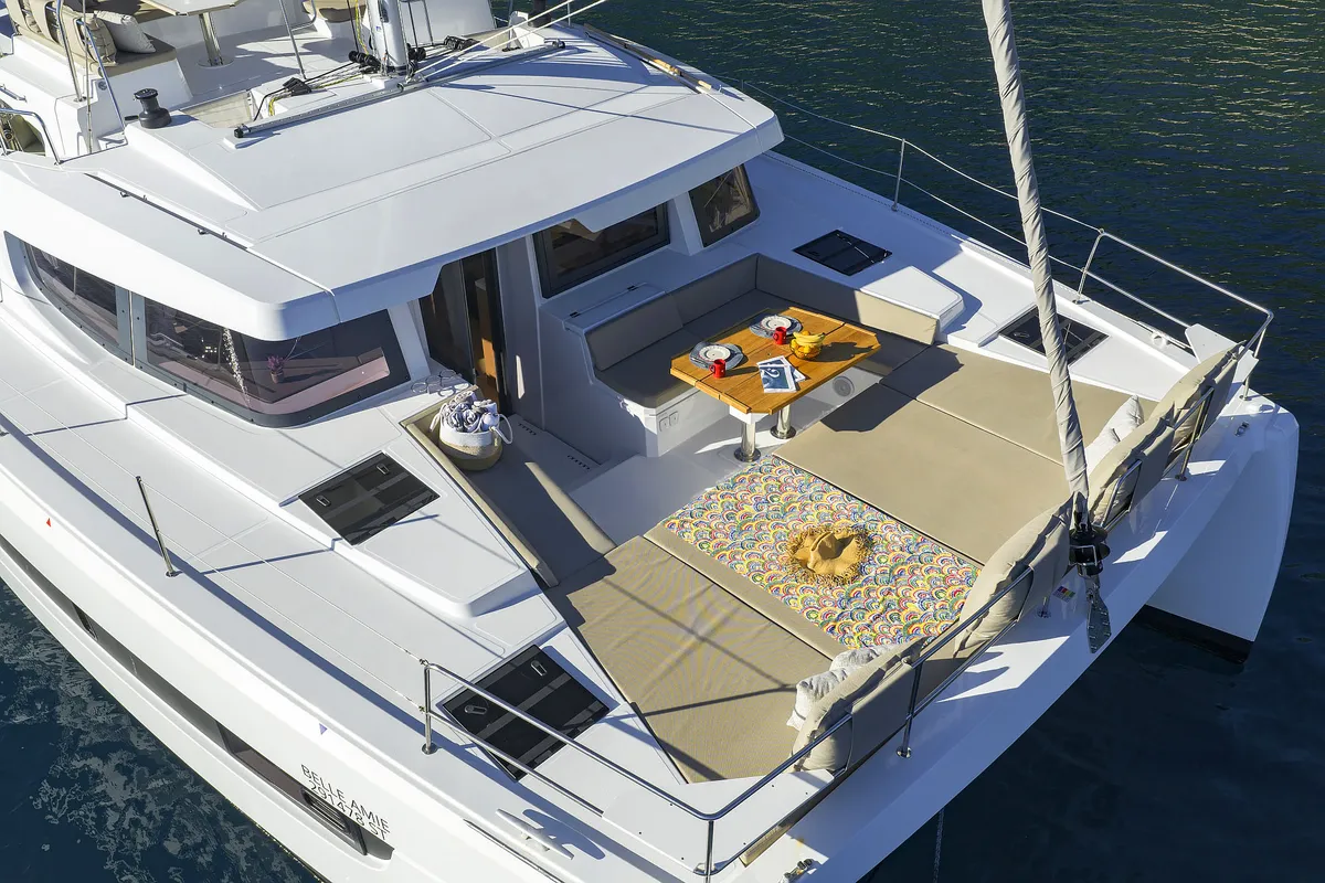 Deck of Belle Amie, a Bali 4.6 catamaran at Općina Sukošan, Croatia