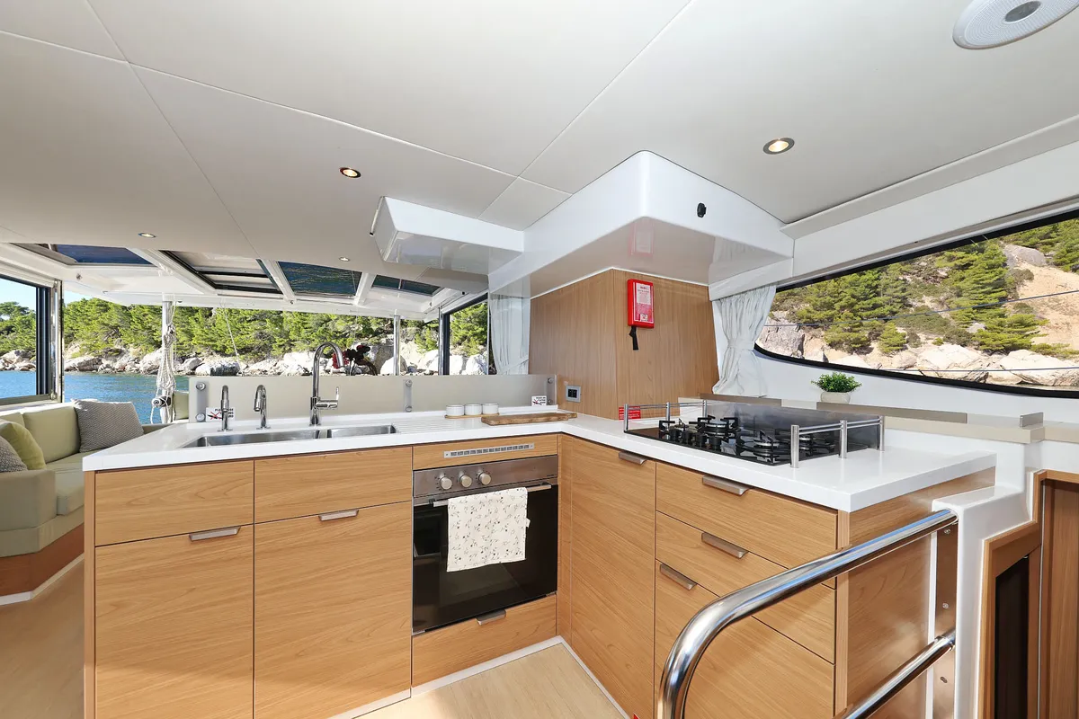 Galley of Belle Amie, a Bali 4.6 catamaran at Općina Sukošan, Croatia