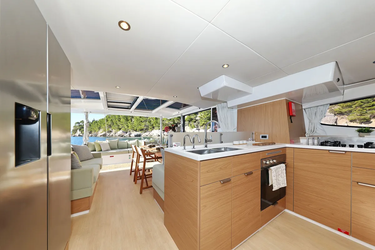 Galley of Belle Amie, a Bali 4.6 catamaran at Općina Sukošan, Croatia