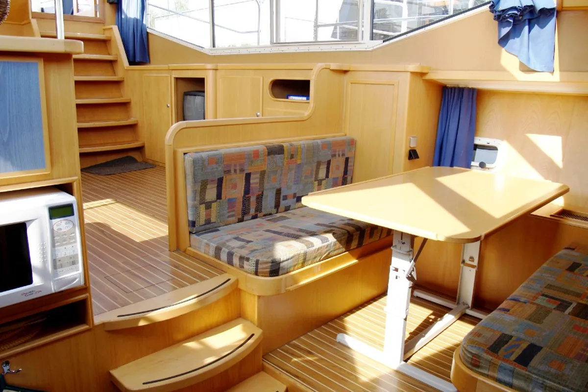 Salon of Drait 32, a De Drait Renal 45 motorboat at Drachten, Netherlands