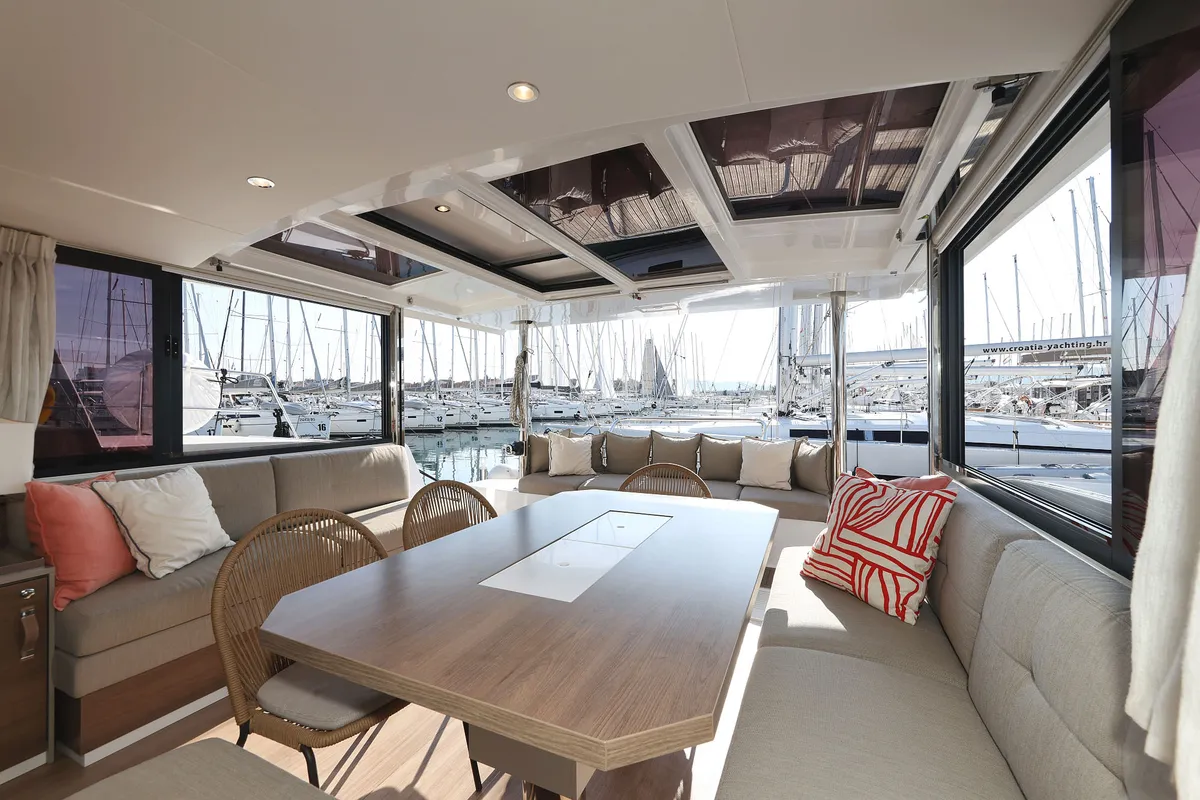 Salon of Trinity, a Bali 4.4 catamaran at Grad Biograd na Moru, Croatia