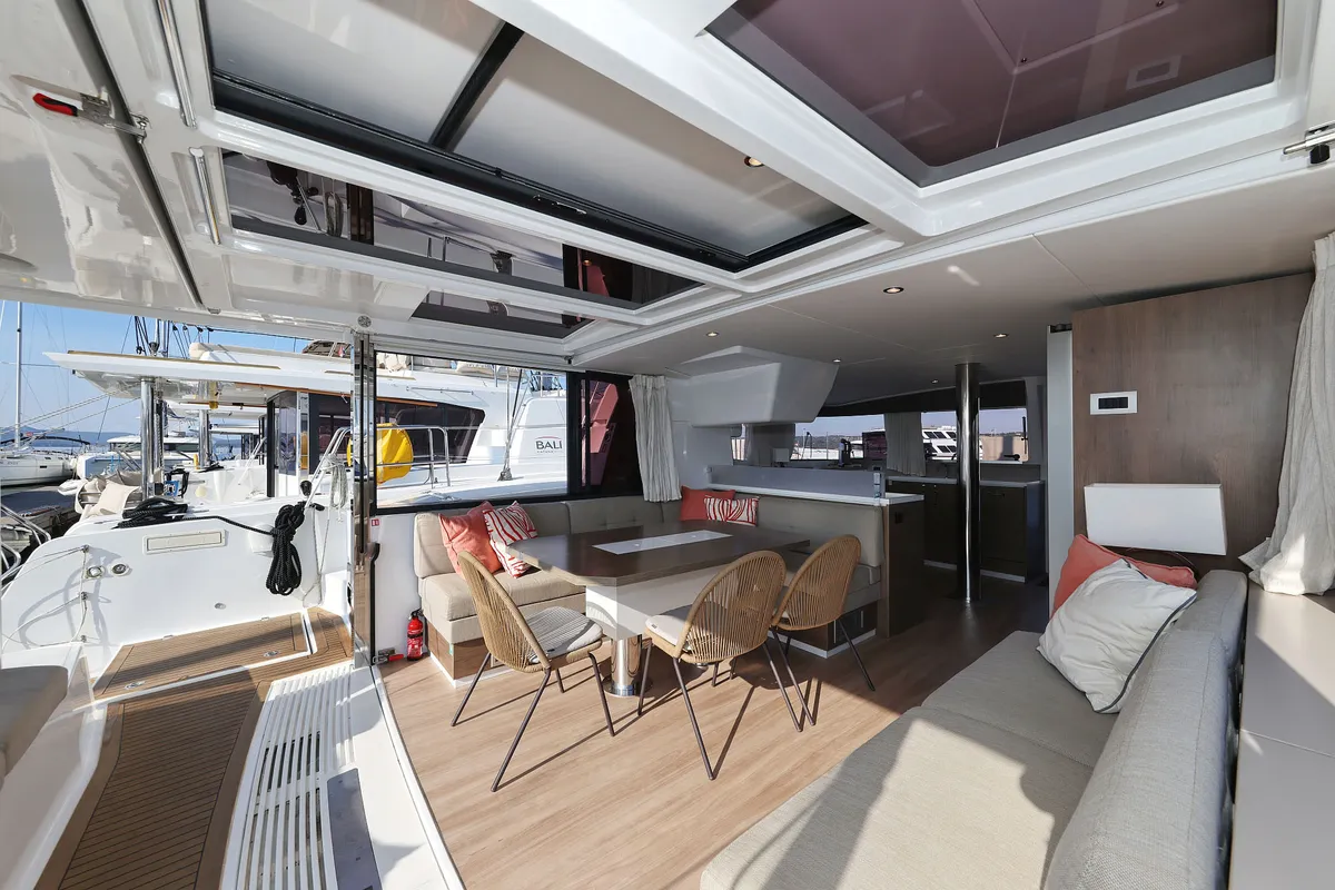 Salon of Trinity, a Bali 4.4 catamaran at Grad Biograd na Moru, Croatia