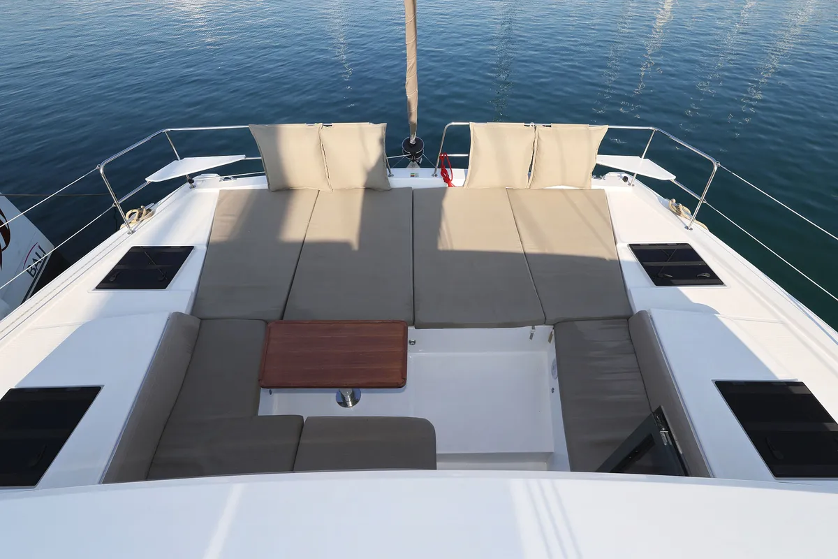 Deck of Trinity, a Bali 4.4 catamaran at Grad Biograd na Moru, Croatia