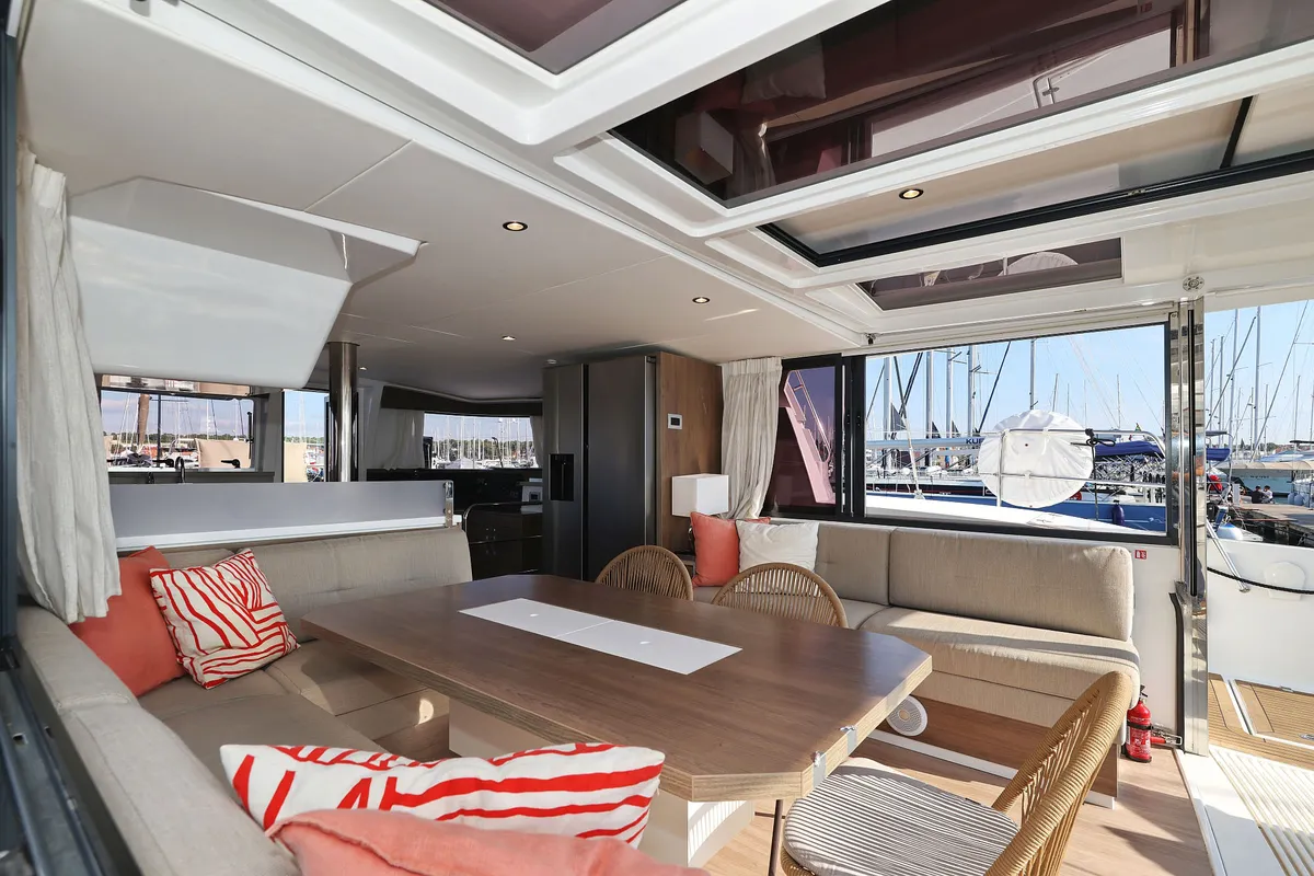 Salon of Trinity, a Bali 4.4 catamaran at Grad Biograd na Moru, Croatia