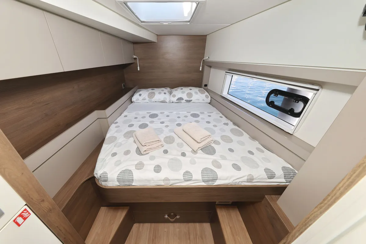 Cabin on Trinity, a Bali 4.4 catamaran at Grad Biograd na Moru, Croatia