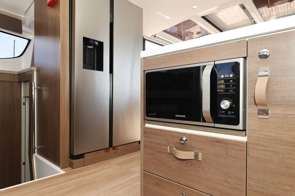 Galley of Trinity, a Bali 4.4 catamaran at Grad Biograd na Moru, Croatia