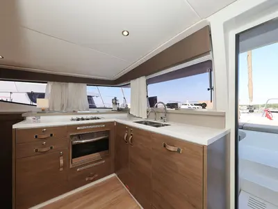 Galley of Trinity, a Bali 4.4 catamaran at Grad Biograd na Moru, Croatia