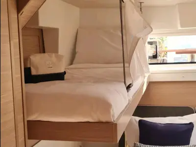 Cabin on ANGIAS, a Lagoon 43 catamaran at Volos, Greece