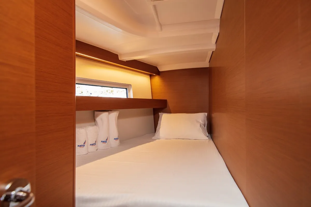 Cabin on White Rabbit, a Jeanneau Sun Odyssey 440 sailboat at Kaş, Turkey