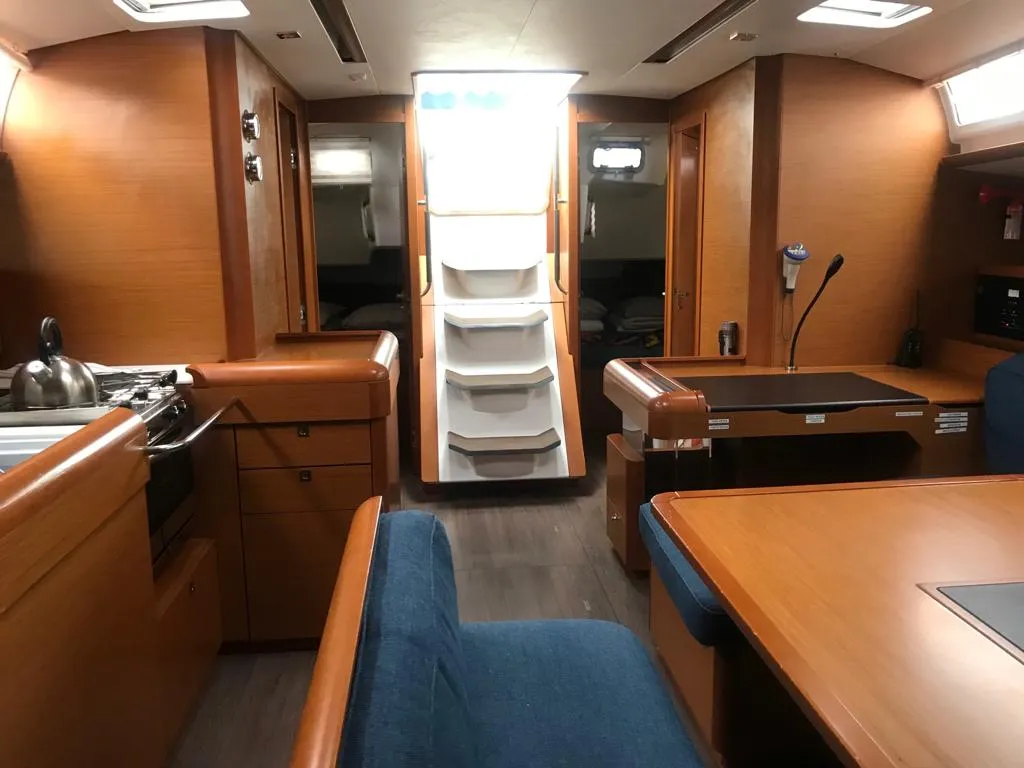 Salon of Alboran Jerez (Majorca), a Jeanneau Sun Odyssey 519 sailboat at es Jonquet, Spain