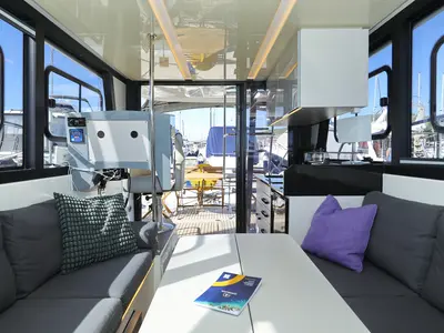 Salon of Nanda, a Cobra Yachts Futura 40 Grand Horizon motor yacht at Punat, Croatia