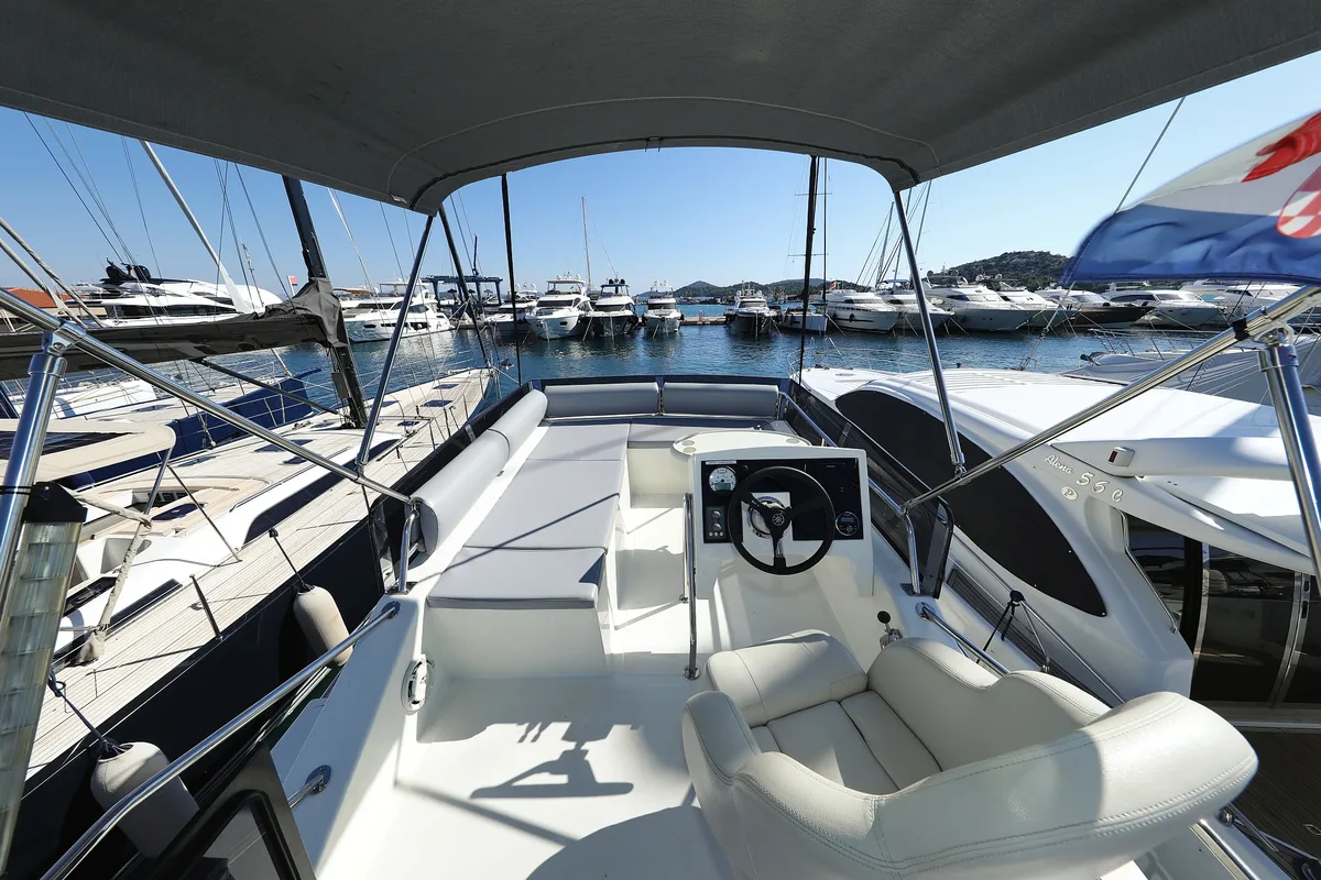 Cockpit of Nanda, a Cobra Yachts Futura 40 Grand Horizon motor yacht at Punat, Croatia