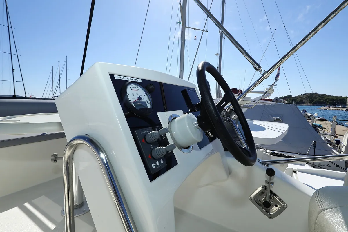 Cockpit of Nanda, a Cobra Yachts Futura 40 Grand Horizon motor yacht at Punat, Croatia