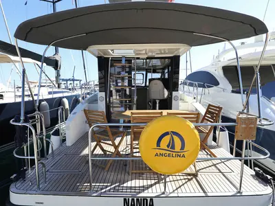 Deck of Nanda, a Cobra Yachts Futura 40 Grand Horizon motor yacht at Punat, Croatia