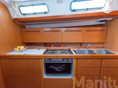 Galley of Manitu, a Beneteau Cyclades 50.5 sailboat at Athens, Greece