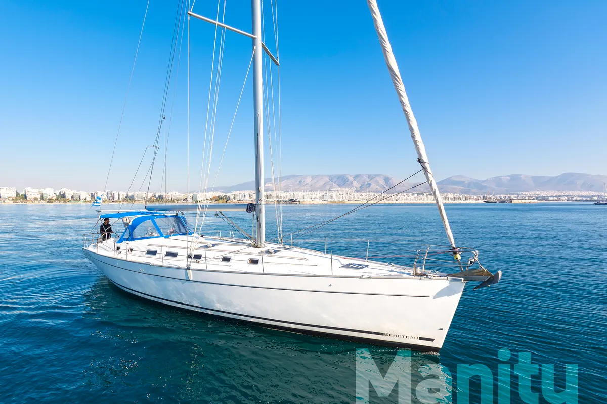 Exterior view of Manitu, a Beneteau Cyclades 50.5 sailboat at Athens, Greece