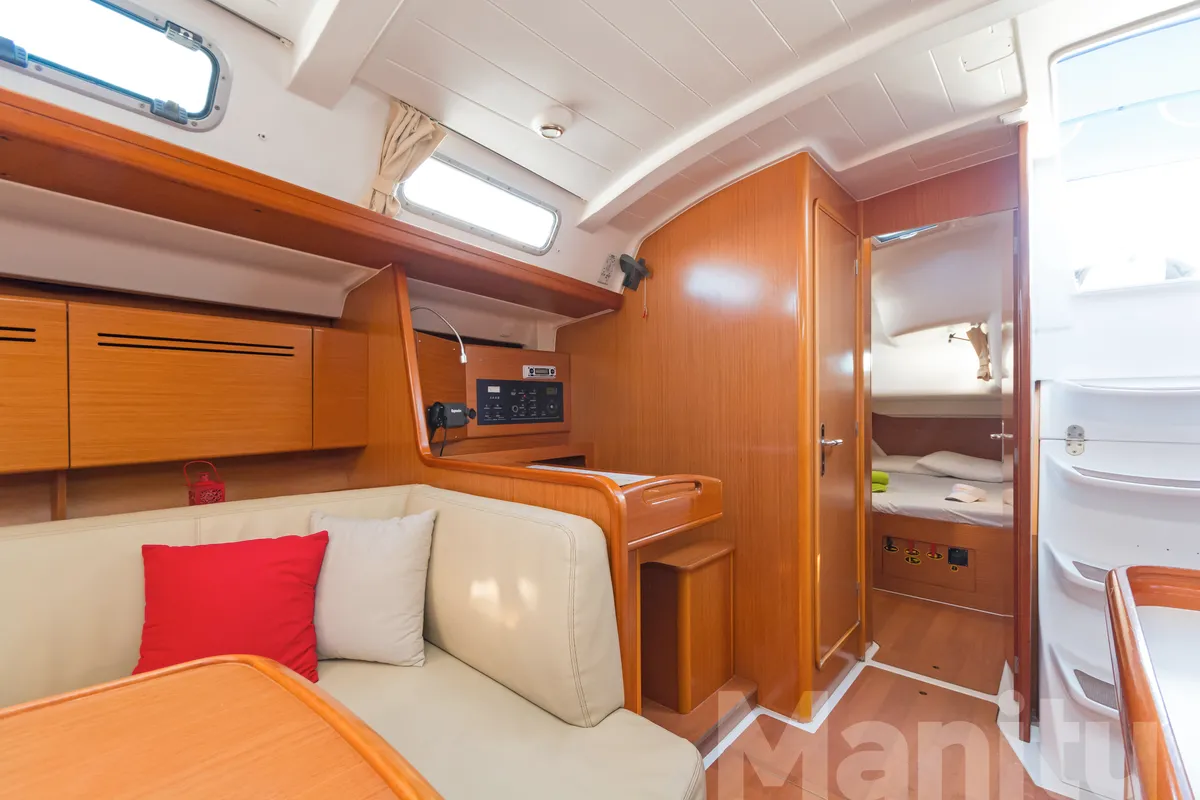 Salon of Manitu, a Beneteau Cyclades 50.5 sailboat at Athens, Greece