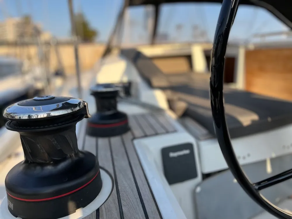 Deck of Marilyn, a Beneteau Oceanis 46.1 sailboat at Athens, Greece