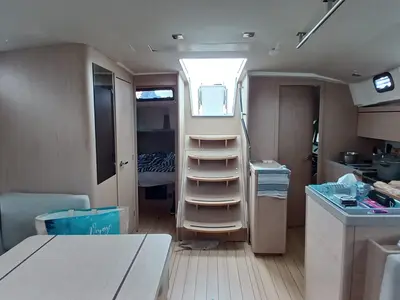 Salon of Family Spirit, a Beneteau Oceanis 46.1 sailboat at Toulon, France