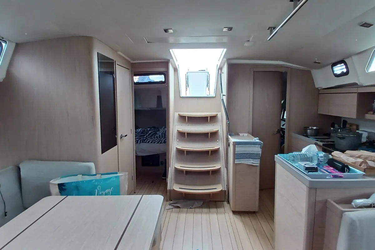Salon of Family Spirit, a Beneteau Oceanis 46.1 sailboat at Toulon, France