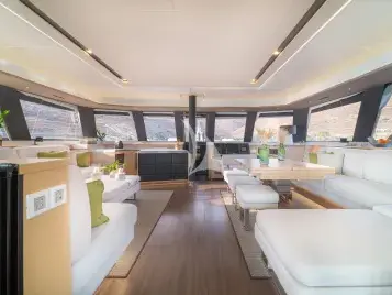 Salon of Aether, a Lagoon Sixty 7 catamaran at Athens, Greece