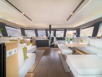Salon of Aether, a Lagoon Sixty 7 catamaran at Athens, Greece