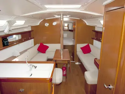 Salon of Blaubart, a Beneteau Oceanis 34 sailboat at Flensburg, Germany