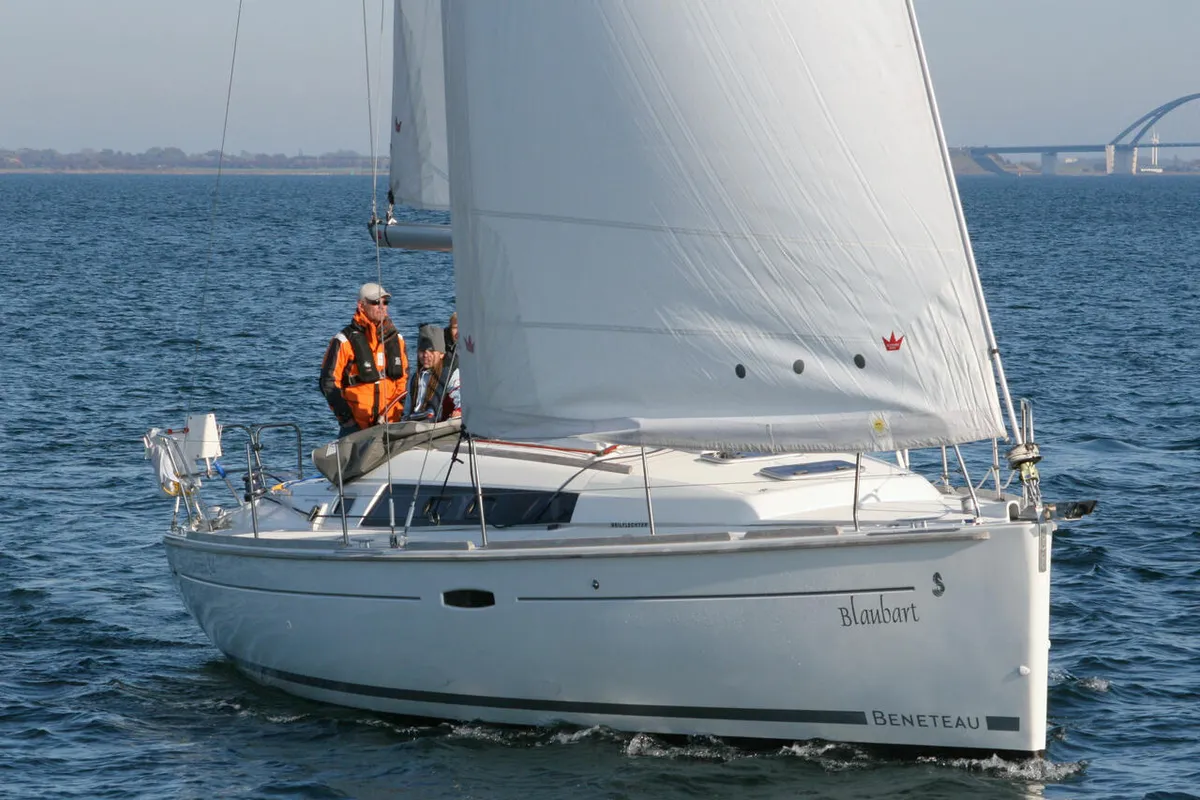 Exterior view of Blaubart, a Beneteau Oceanis 34 sailboat at Flensburg, Germany
