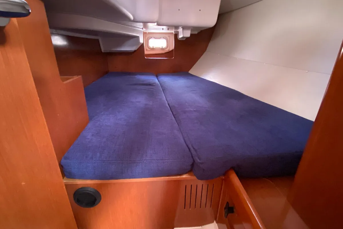 Cabin on Blaubart, a Beneteau Oceanis 34 sailboat at Flensburg, Germany