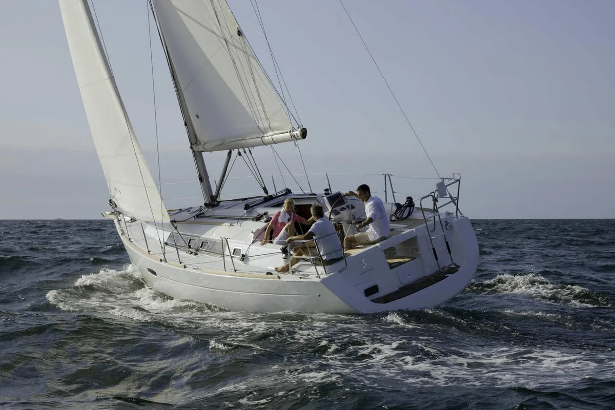 Exterior view of Blaubart, a Beneteau Oceanis 34 sailboat at Flensburg, Germany