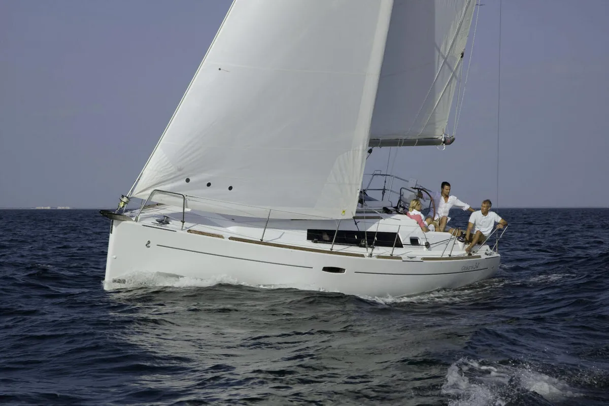 Exterior view of Blaubart, a Beneteau Oceanis 34 sailboat at Flensburg, Germany