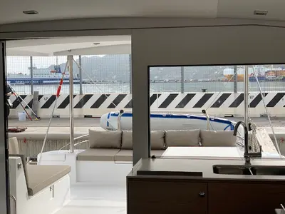 Galley of Sadalbari, a Bali 4.5 FLY catamaran at Salerno, Italy
