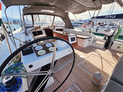 Cockpit of Dufour 530, a sailboat at Kaštela, Croatia