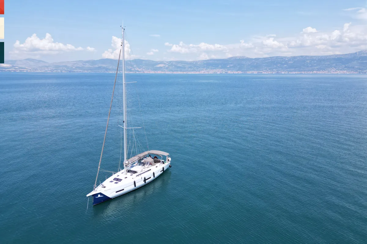 Exterior view of Dufour 530, a sailboat at Kaštela, Croatia