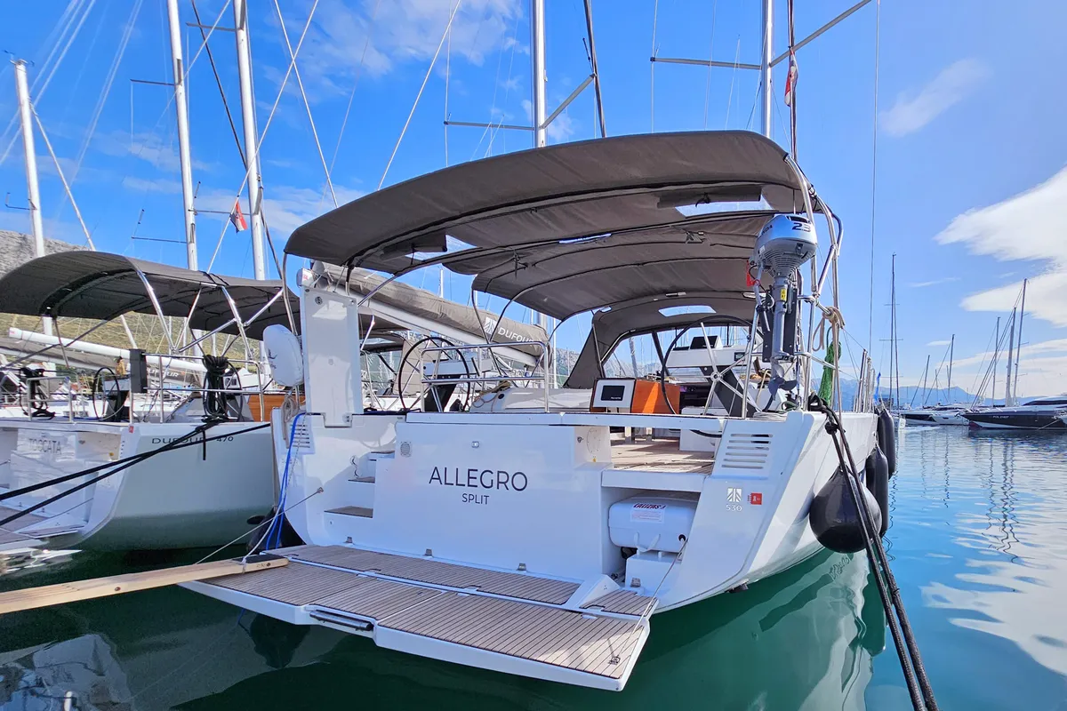 Exterior view of Dufour 530, a sailboat at Kaštela, Croatia