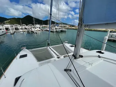 Salon of Island Queen, a Lagoon 450 F catamaran at Seget Donji, Croatia