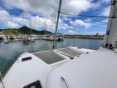 Cockpit of Island Queen, a Lagoon 450 F catamaran at Seget Donji, Croatia