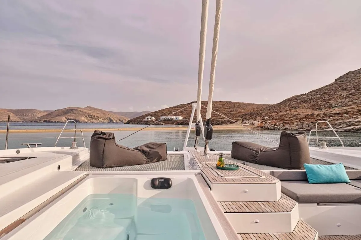Dolly, a Fountaine Pajot Alegria 67 catamaran at Municipal Unit of Nea Peramos, Greece
