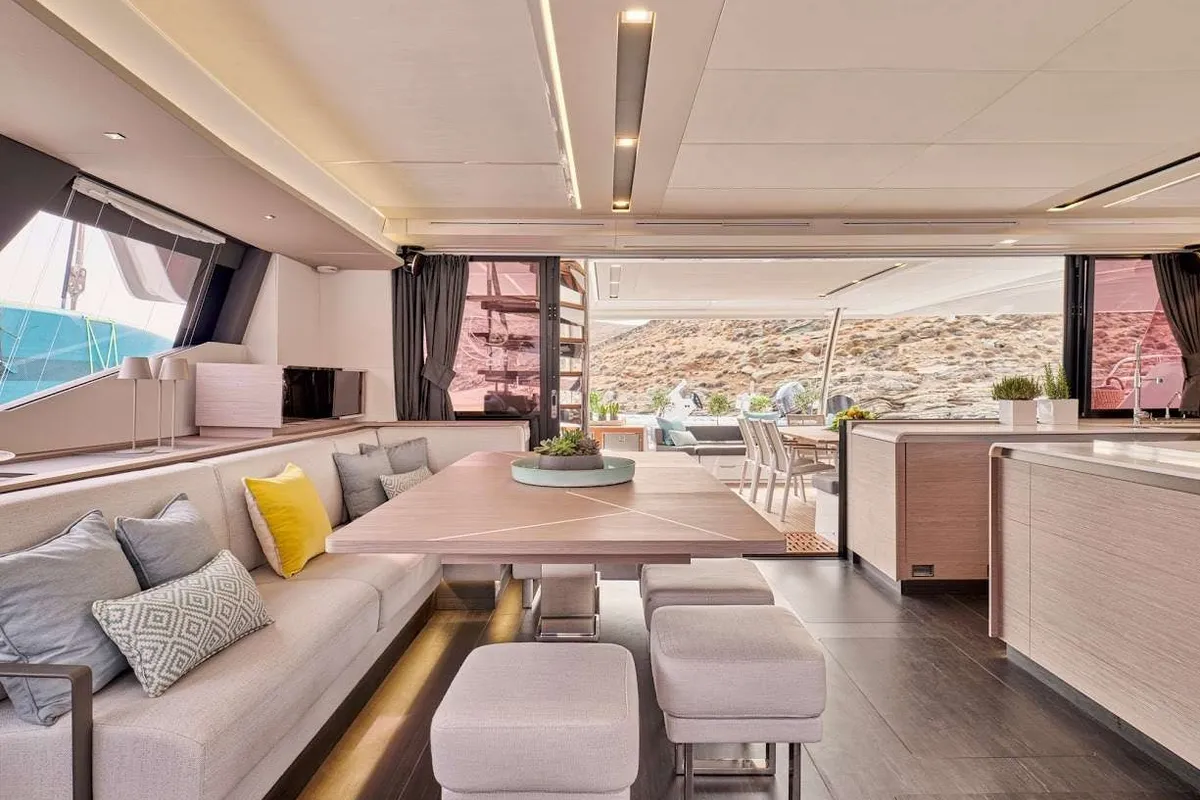 Dolly, a Fountaine Pajot Alegria 67 catamaran at Municipal Unit of Nea Peramos, Greece