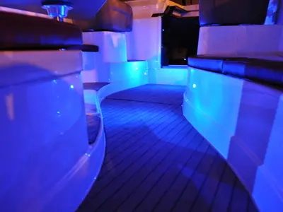 Deck of Tes 393 Illuminatus, a Tes 393 Illuminatus motorboat at Wilkasy, Poland