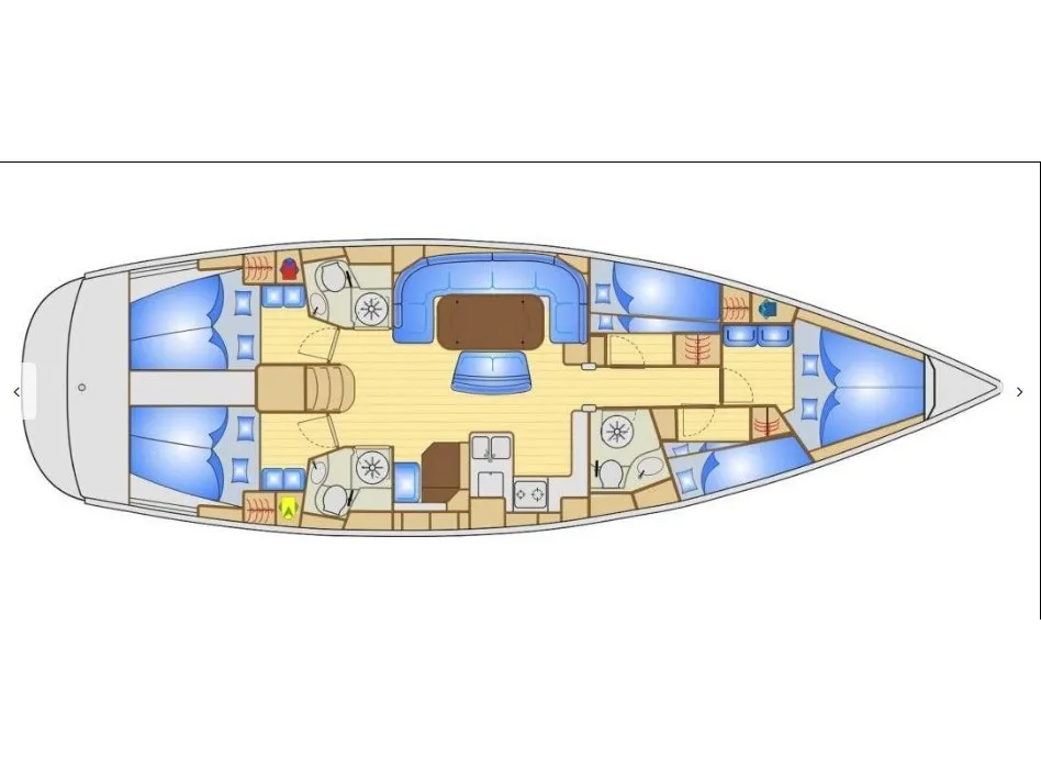 Floor plan of Leonidas, a Bavaria 50 Cruiser sailboat at Athens, Greece