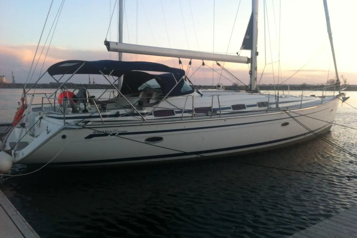 Exterior view of Leonidas, a Bavaria 50 Cruiser sailboat at Athens, Greece