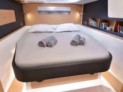 Cabin on Jovy, a Dufour 48 Catamaran catamaran at Capo d'Orlando, Italy