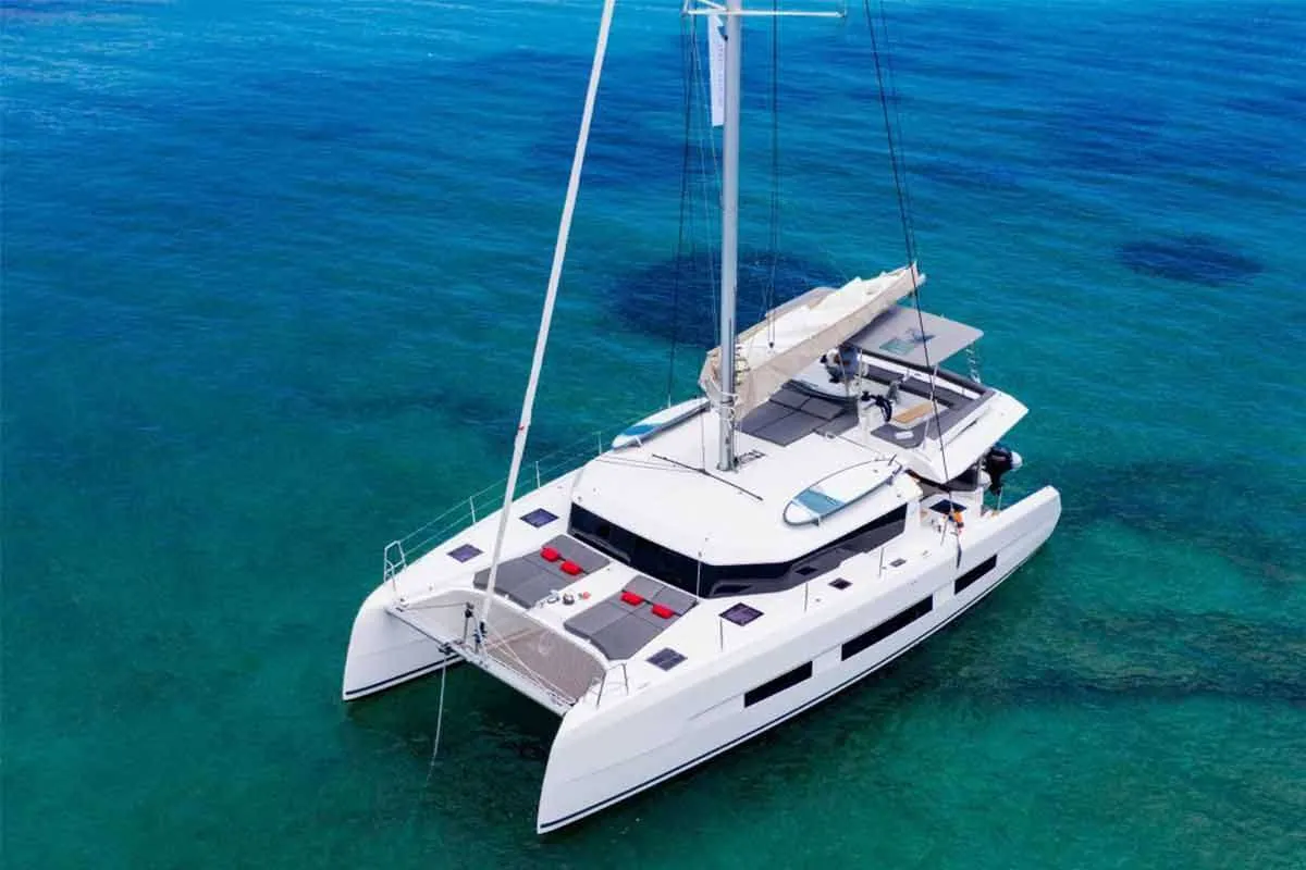 Exterior view of Jovy, a Dufour 48 Catamaran catamaran at Capo d'Orlando, Italy