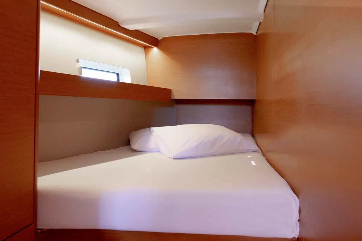 Cabin on Kalm, a Jeanneau Sun Odyssey 490 sailboat at Municipal Unit of Lefkada, Greece