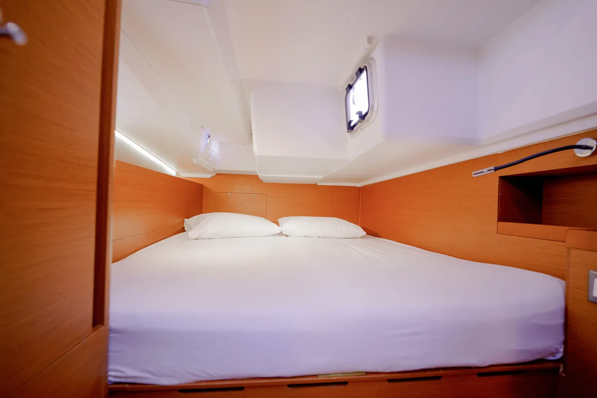 Cabin on Kalm, a Jeanneau Sun Odyssey 490 sailboat at Municipal Unit of Lefkada, Greece